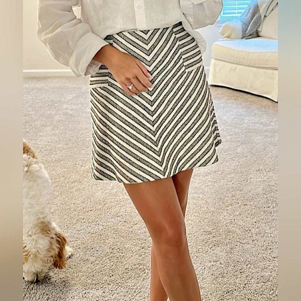 Ann Taylor LOFT Petites Striped Flare Mini Skirt - Small Petite